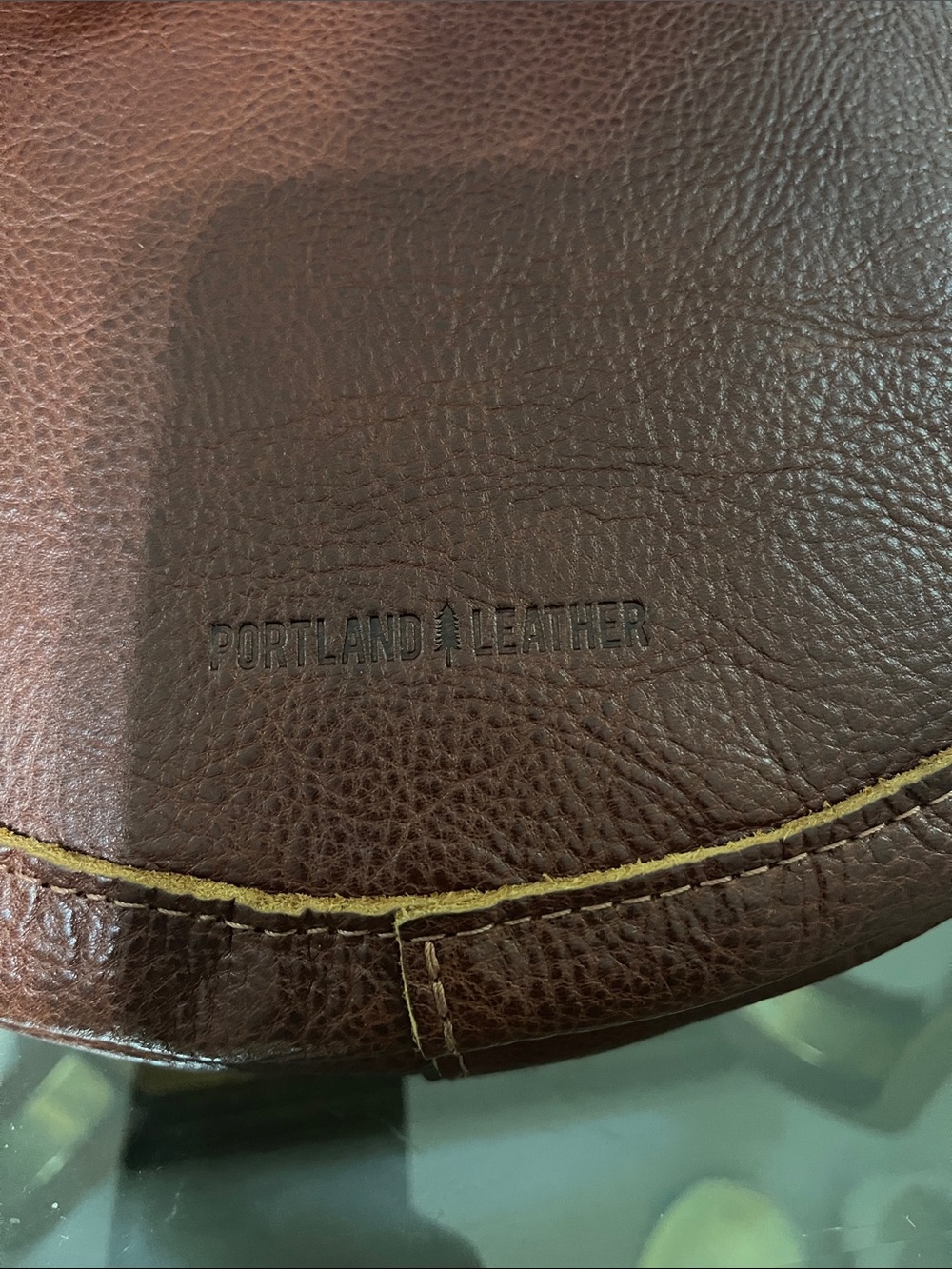 Portland Leather Burgundy Leather Messenger Bag with Tan Piping - Picture 2 of 10